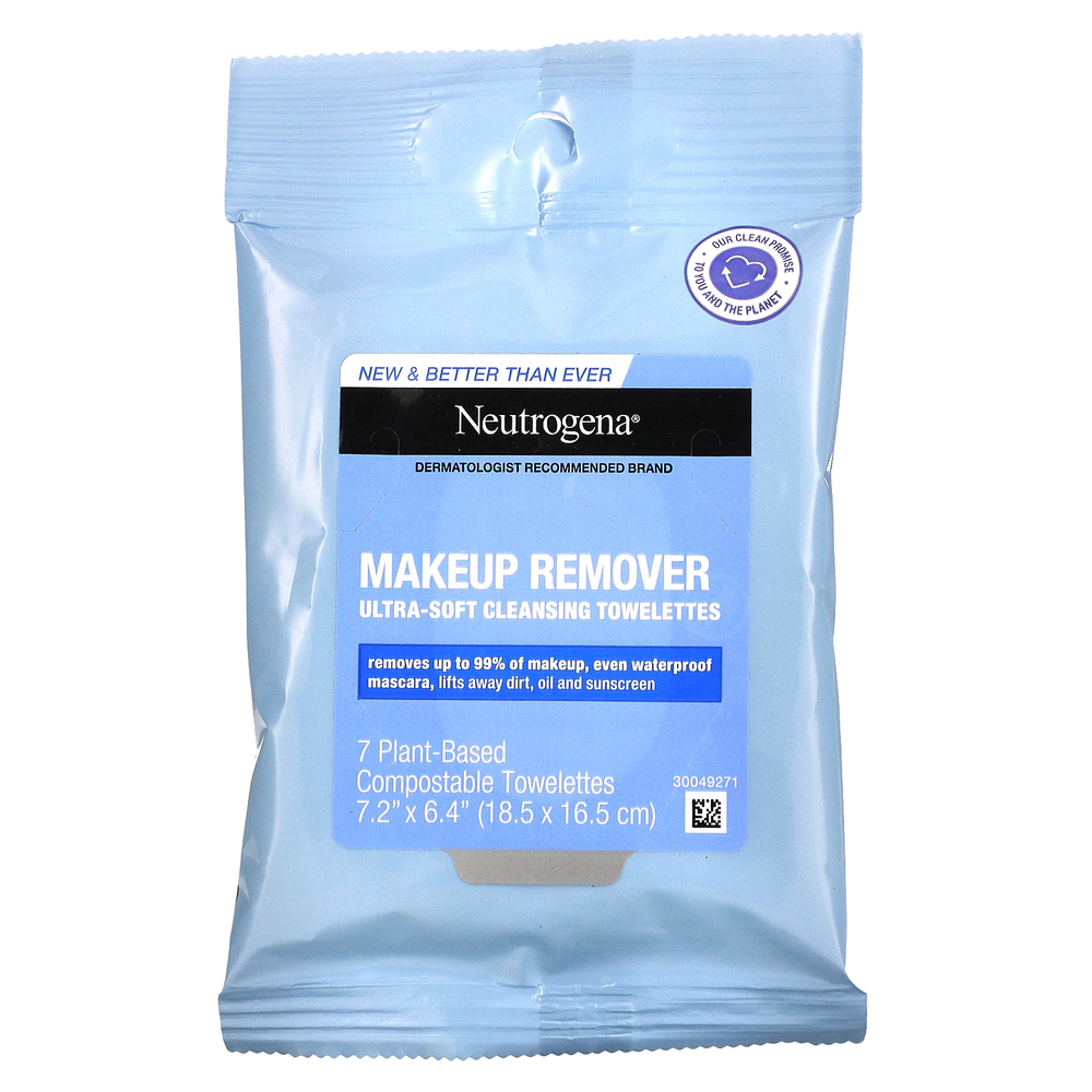 Neutrogena, Очищающие салфетки для снятия макияжа, 7 предварительно увлажненных салфеток