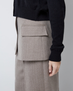 Баска из шерсти елочка бежевый/молочный