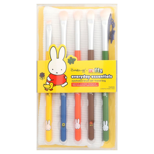 The Creme Shop, Miffy, Everyday Essentials, набор кистей для нанесения теней и сумочка, 6 шт.