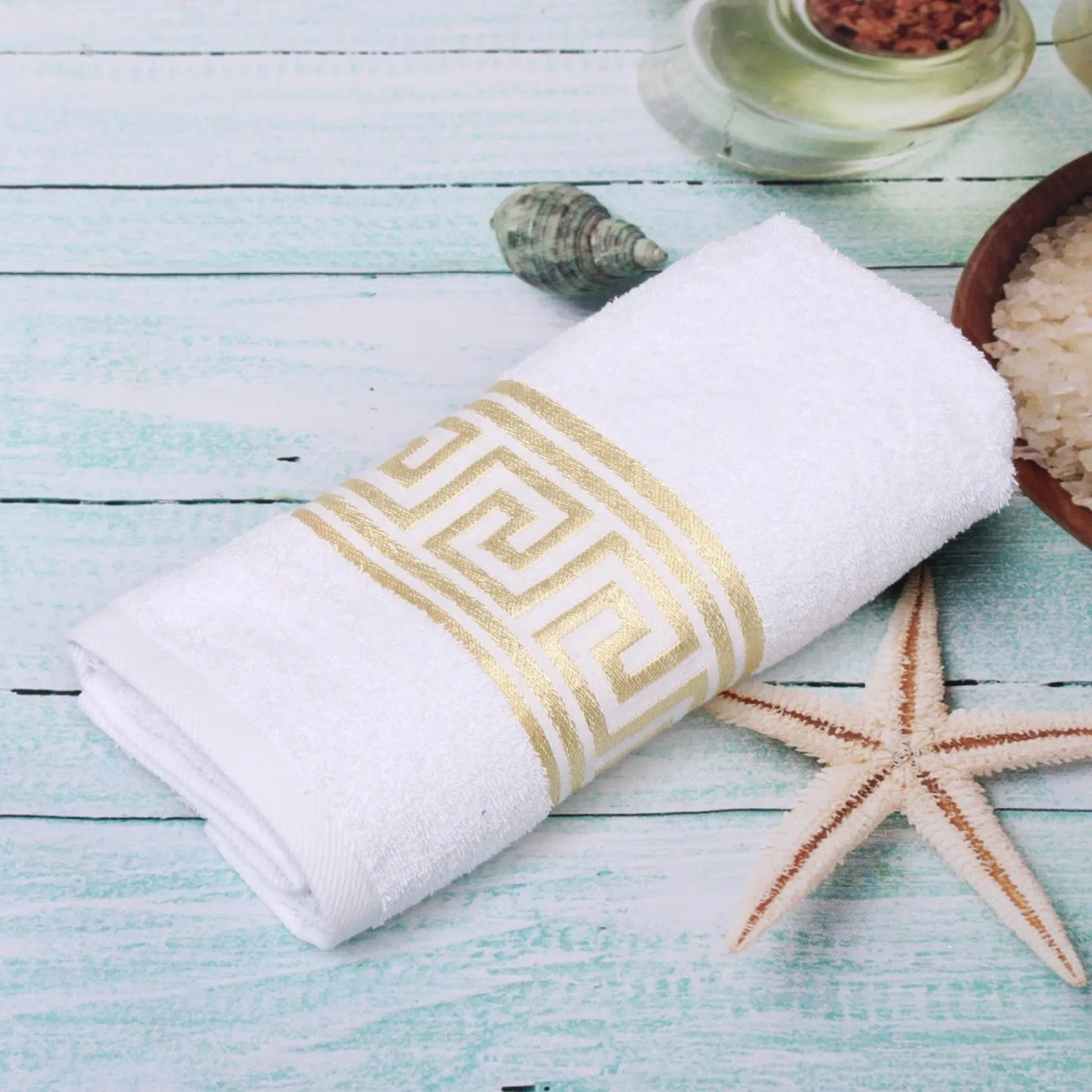 Полотенце махровое 50*90см «Greece» цвет белый 01000 плотность 450гр/м2