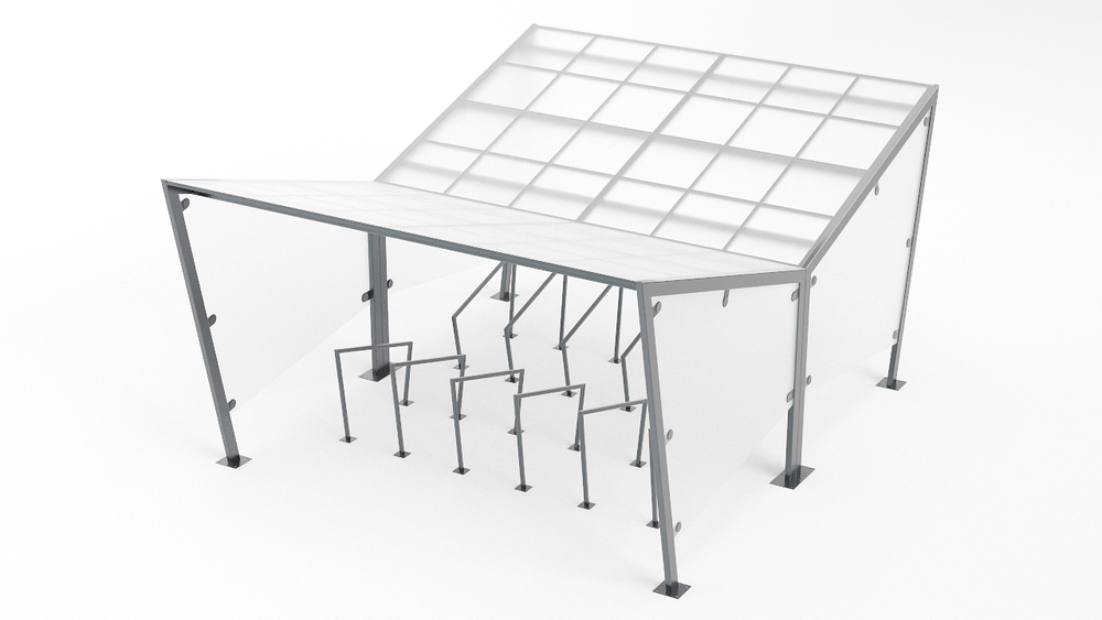 Двойной навес над велопарковками SK00299