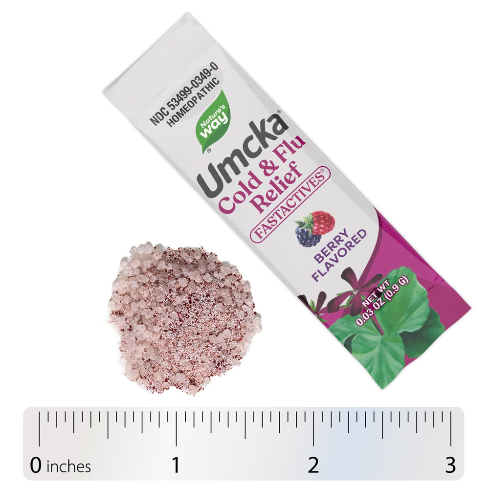 Nature's Way, Umcka®, Relief Fastactives®, простуда и грипп, пакетики с порошком, для детей от 6 лет, с ягодным вкусом, 10 пакетиков по 0,9 г (0,03 унции)