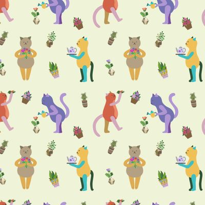 Милые персонажи кошек. Мультяшные животные за разными делами.