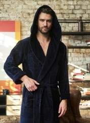 Халат мужской DOMINIC с капюшоном Синий "Polens"