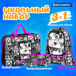 Папка на молнии с ручками А4 мешок для обуви 42х33 см пенал 20х10 см "Anime movie" набор BRAUBERG