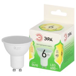 Лампа светодиодная ЭРА GREEN LINE LED MR16-6W-830-GU10 GL GU10 6 Вт софит теплый свет | Лампы cветодиодные Точечные (Софиты) (MR, PAR)