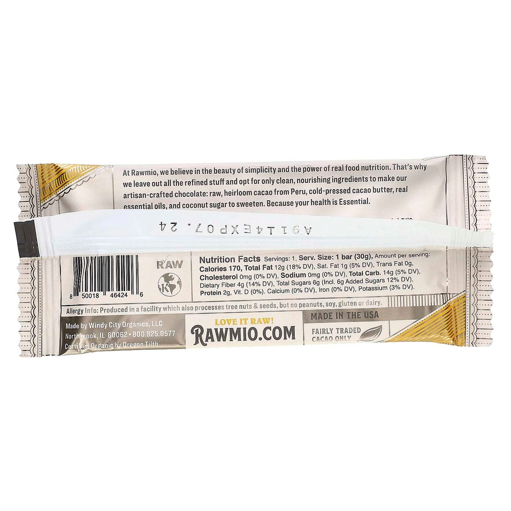 Rawmio, Essential Bar, органический необработанный шоколад, 70% какао, апельсин, 30 г (1,1 унции)