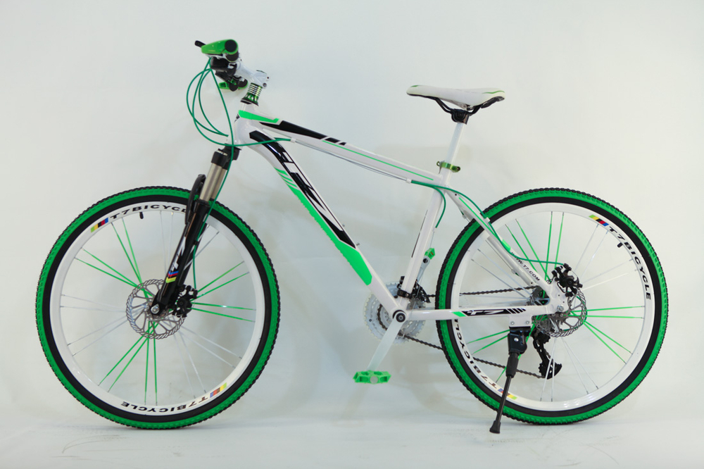 Велосипед 26" Т7 27скор (алюминиевая рама, диск. тормоз) Бело-зеленый (T7-15)