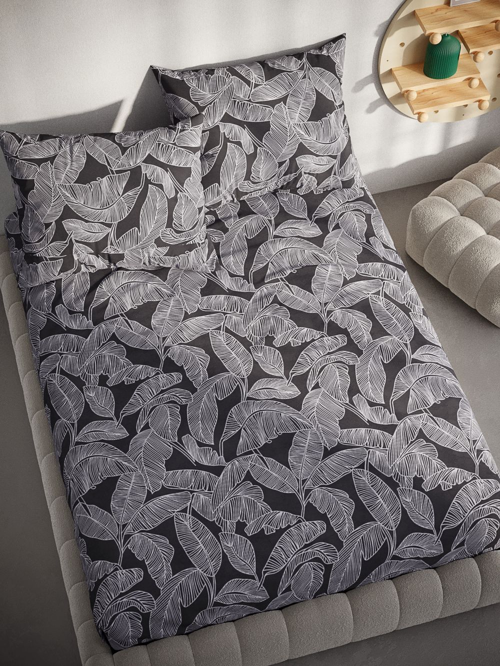 Постельное белье перкаль Сказка "Ферн" евро Наволочка 50х70 см 2 шт Простынь на резинке 180x200 см Пододеяльник 200x215 см