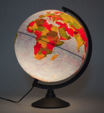 Глобус Земли 320 мм "Двойная карта" рельефный с подсветкой, на пластиковой подставке