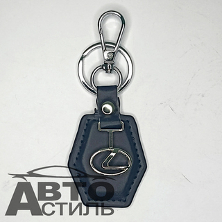 Брелок для ключей Кожа  ЛЕКСУС LEXUS  Ромб с металл эмблемой с 2ным карабином