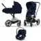 Детская коляска Cybex Priam IV 3 в 1 Rebellious Luxury Denim Blue шасси Chrome Black