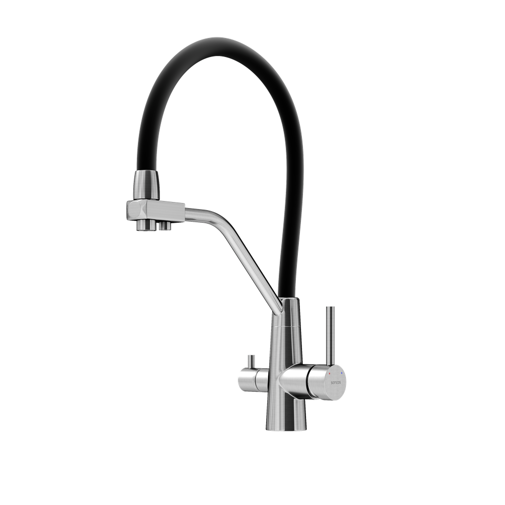 Смеситель для кухни из нержавеющей стали Sancos Nolia, с краном для фильтра и гибким изливом, SC12003SS