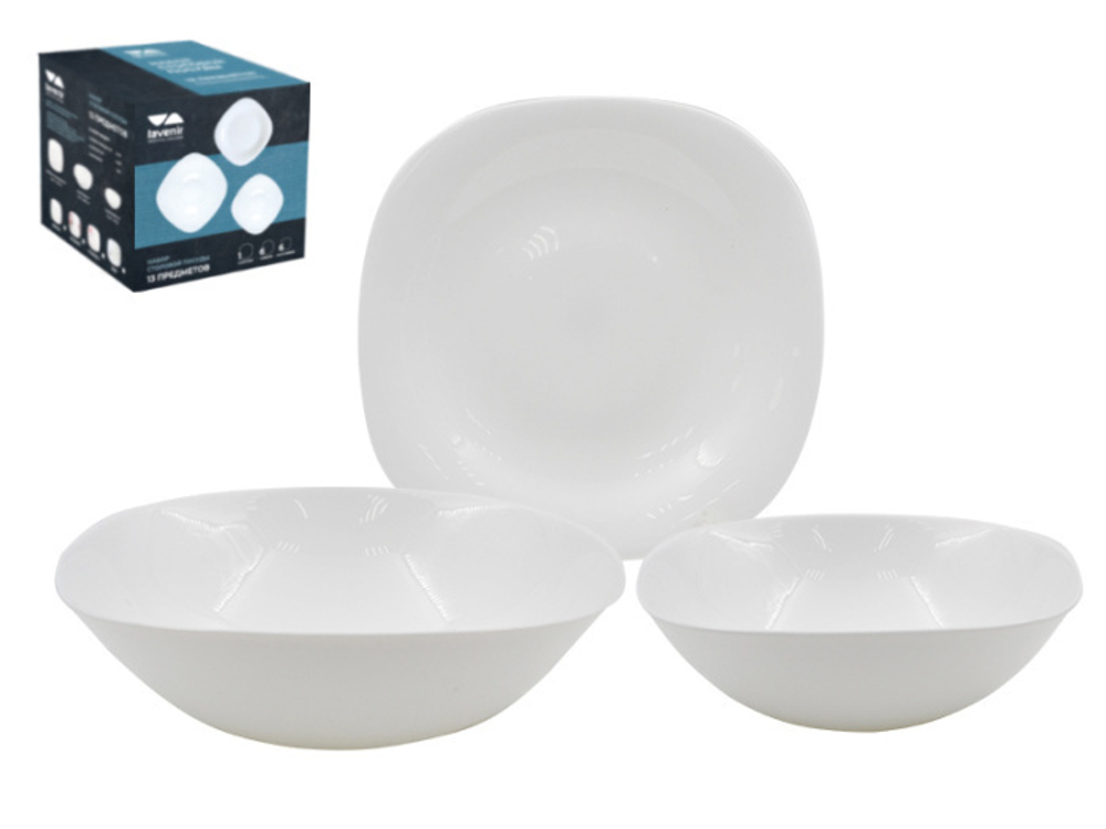 Столовый набор 13 предметов "Square soft" без деколи, квадрат (78936)