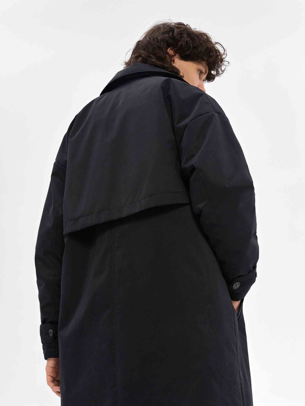 Плащ FOS Длинный Утепленный Мужской черный