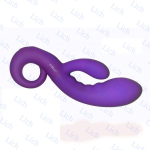 Фиолетовый рельефный вибромассажер для точки G с клиторальным стимулятором Cupid, 17,8 см