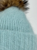 шапка ангора с меховым помпоном зимняя пушистая стильная