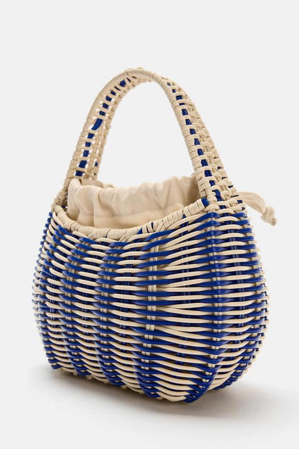 ZARA ЖЕСТКАЯ ПЛЕТЕНАЯ СУМКА, СИНИЙ