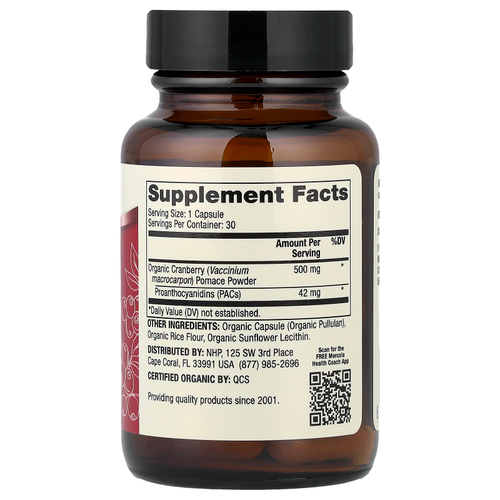 Dr. Mercola, органическая клюква с PAC, 30 капсул