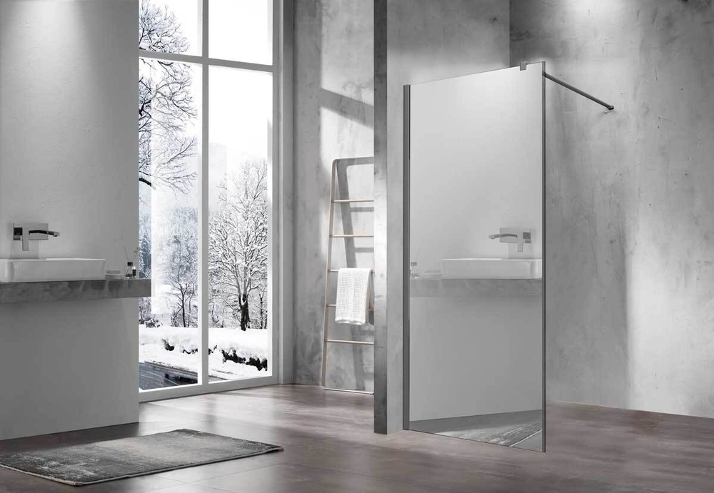 Душевая перегородка Walk-In VSW-1H100MRGM, 1000*2000, вороненая сталь, стекло зеркальное