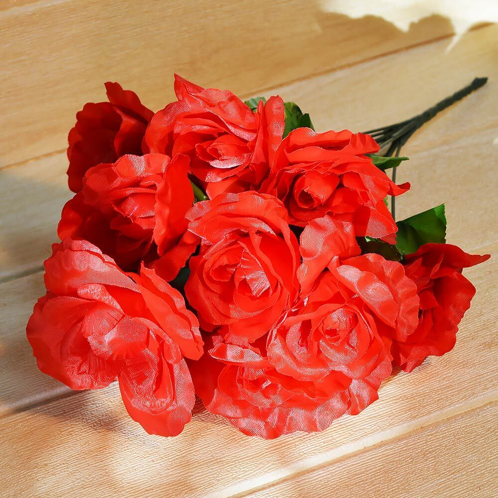 Цветы искусственные Роза букет 12шт 40см