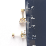 Микроштанга ( 6 мм) для пирсинга уха с белым кристаллом 6мм "Капля". Медицинская сталь, золотое анодирование.