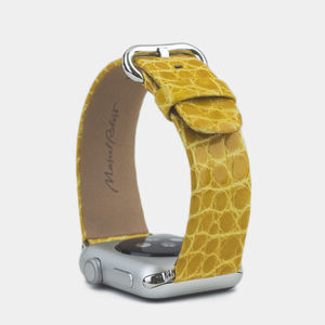 Ремешок для Apple Watch 40/41/42 mm из кожи аллигатора цвета, желтый лак