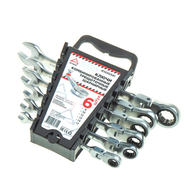 Набор ключей комбинированных, 6 предметов, трещоточные, шарнирные, 8, 10, 12, 13, 14, 17 мм ARNEZI R1030591