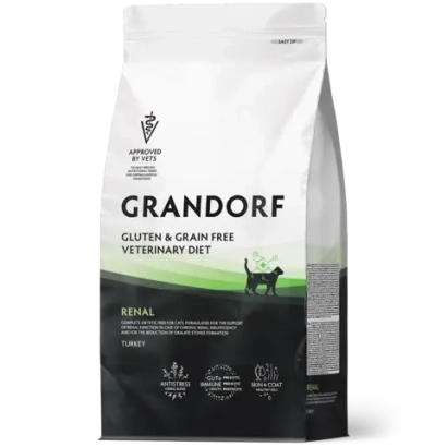 Сухой корм GRANDORF VETERINARY DIET Cat RENAL Полнорационный диетический корм для кошек, для поддержки функции почек при ХБН, индейка 2кг