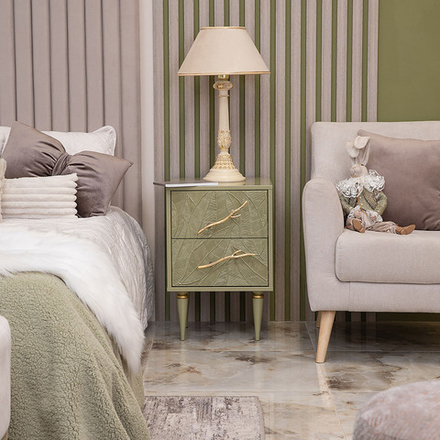 Тумба Арт Колор leaves Классик Голд Зеленая олива