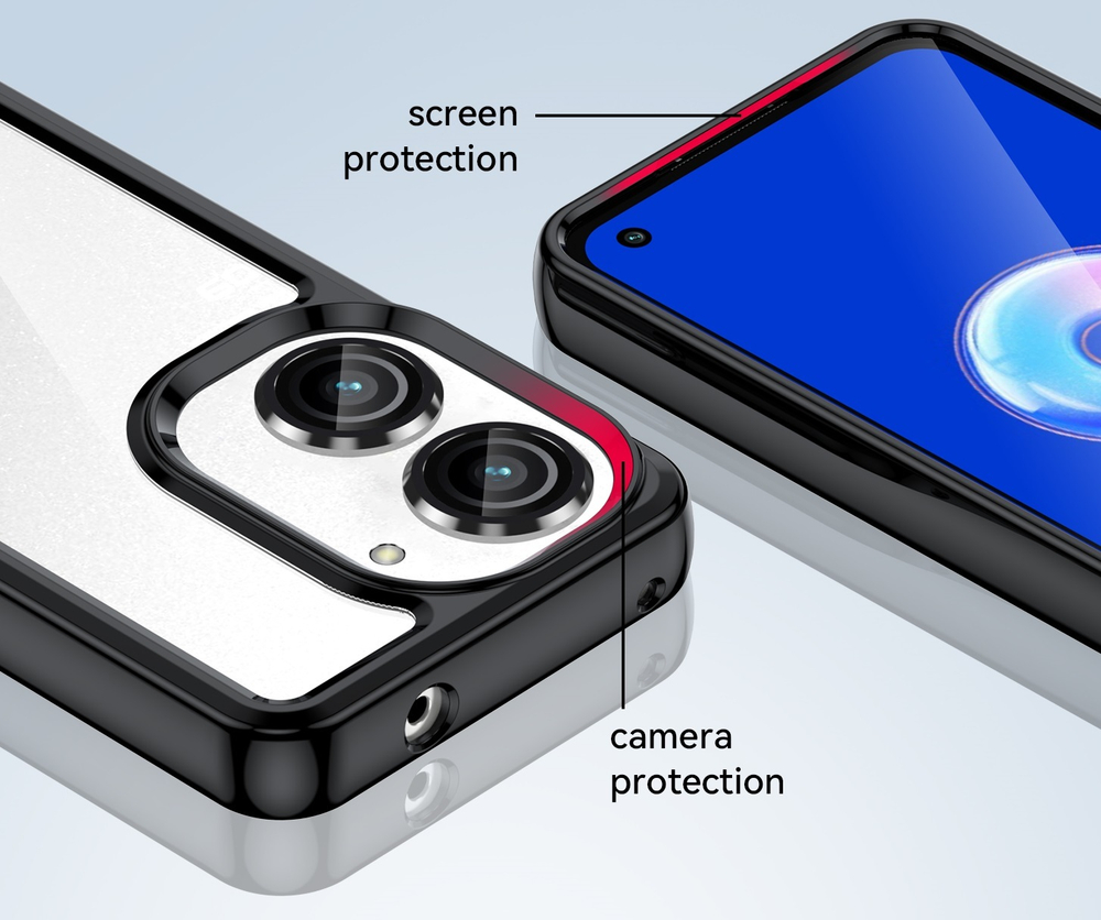 Усиленный защитный чехол с черными рамками для Asus ZenFone 9, увеличенные защитные свойства, мягкий отклик кнопок