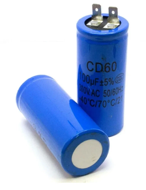 Конденсатор пусковой CD60 (1+1PIN) 100 мкФ 300 В 33х80 мм (2 шт)