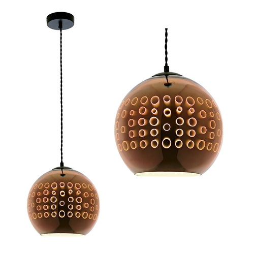 DLC-G449 E27 COPPER  Светильник декоративный подвесной ТМ Fametto, серия Galassia. Без лампы. Материал металл, стекло; цвет медный. d-250 мм, h-12