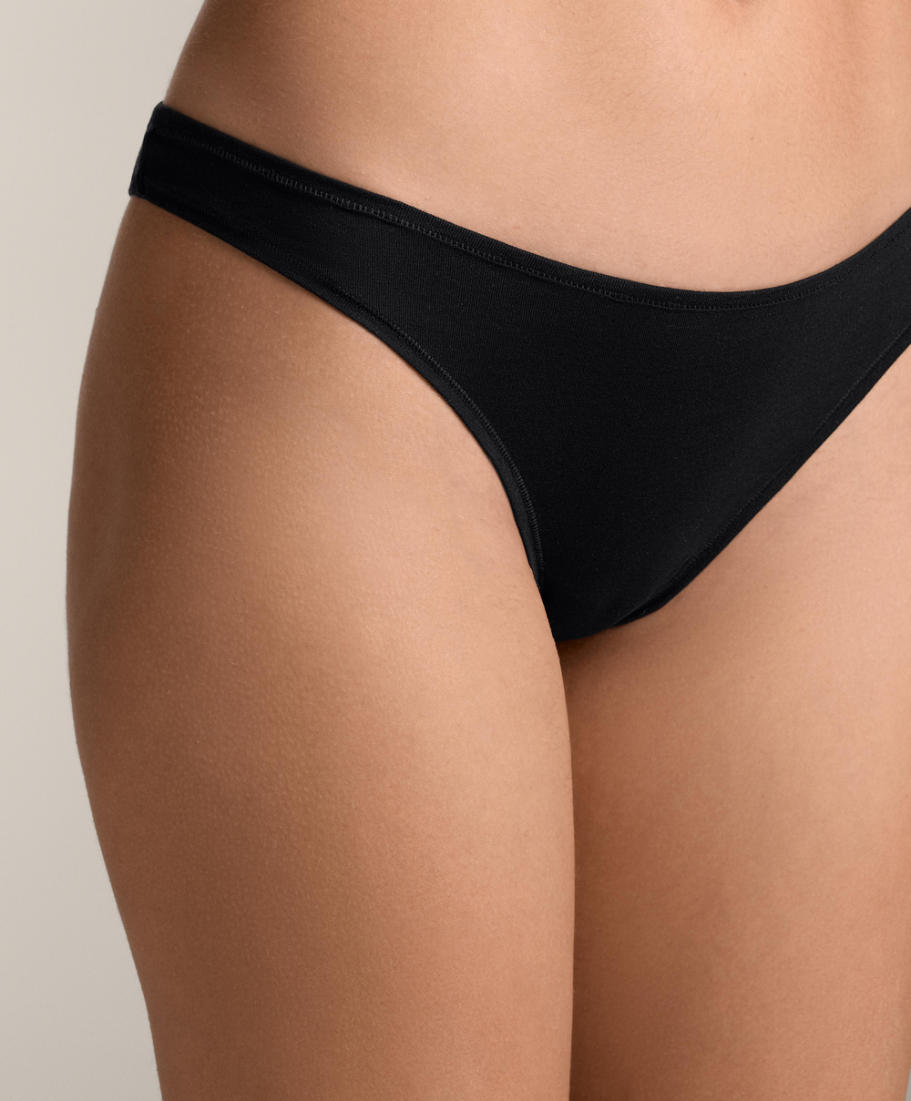 OYSHO Набор из 5 пар трусов-бразильяно из хлопковой смеси, черный