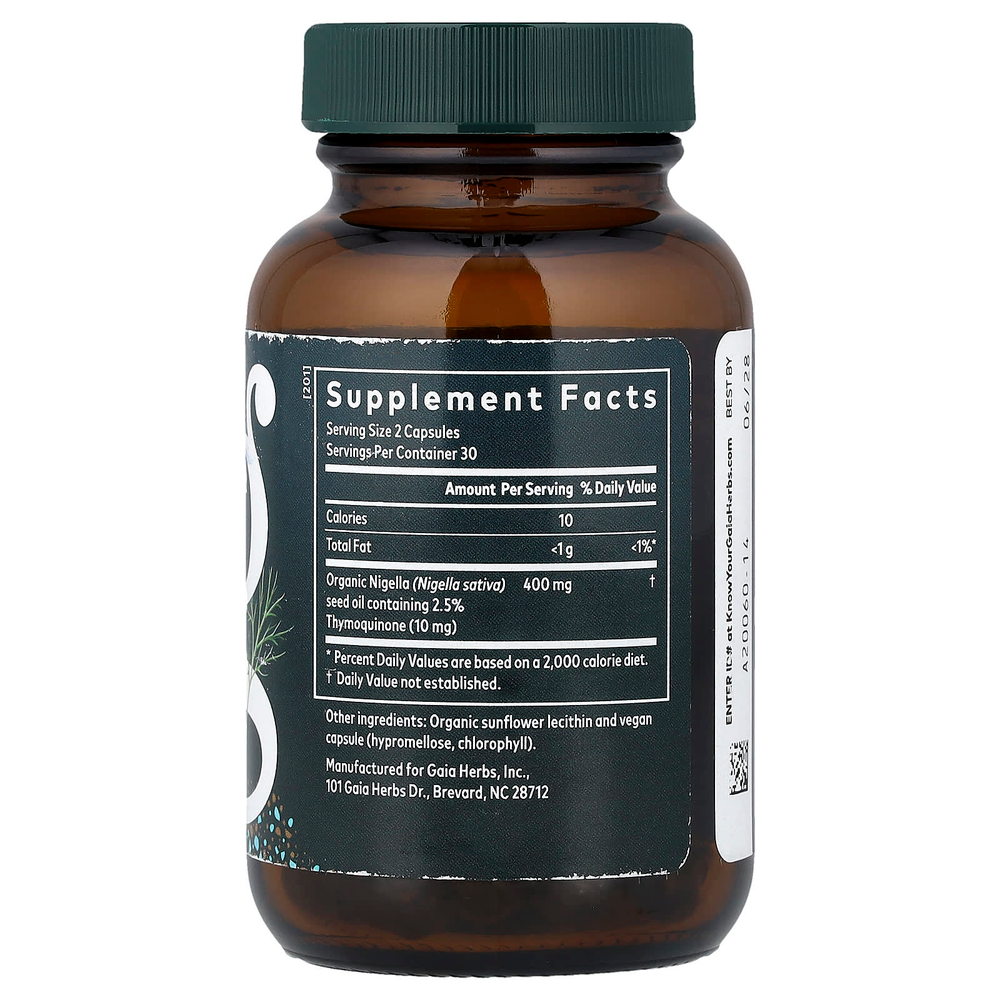 Gaia Herbs, масло черного тмина, 60 капсул Phyto-Caps® (200 мг в 1 капсуле)