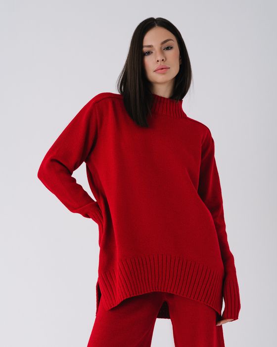 Костюм трикотажный из шерсти с вискозой (бордо)