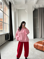 Свитшот oversize c сердечками стразами