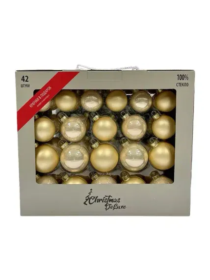 Набор стеклянных шаров Золотые огоньки 42 шт., Christmas De Luxe (89958-89579)