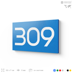 Номер на дверь 309, табличка на дверь для офиса, квартиры, кабинета, аудитории, склада, голубая 120х70 мм, Айдентика Технолоджи
