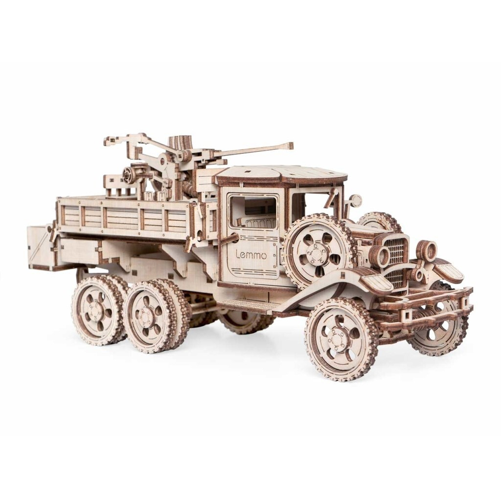Военный грузовик ГАЗ-ААА ЗПК-1 с зенитной установкой от Леммо - Деревянный конструктор, сборная модель, 3D пазл, для детей и взрослых. Интересные подарки, грузовик с пулеметом