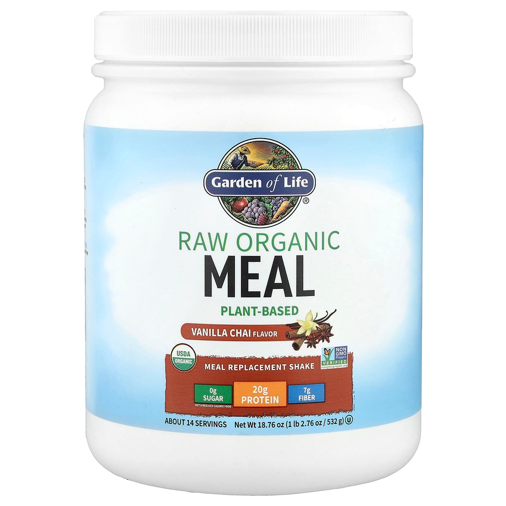 Garden of Life, RAW Organic Meal, заменитель еды, ванильный чай, 1 фунт 532 г (2,76 унции)