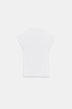 ZARA ТОП С ВЫСОКИМ ВОРОТНИКОМ, БЕЛЫЙ