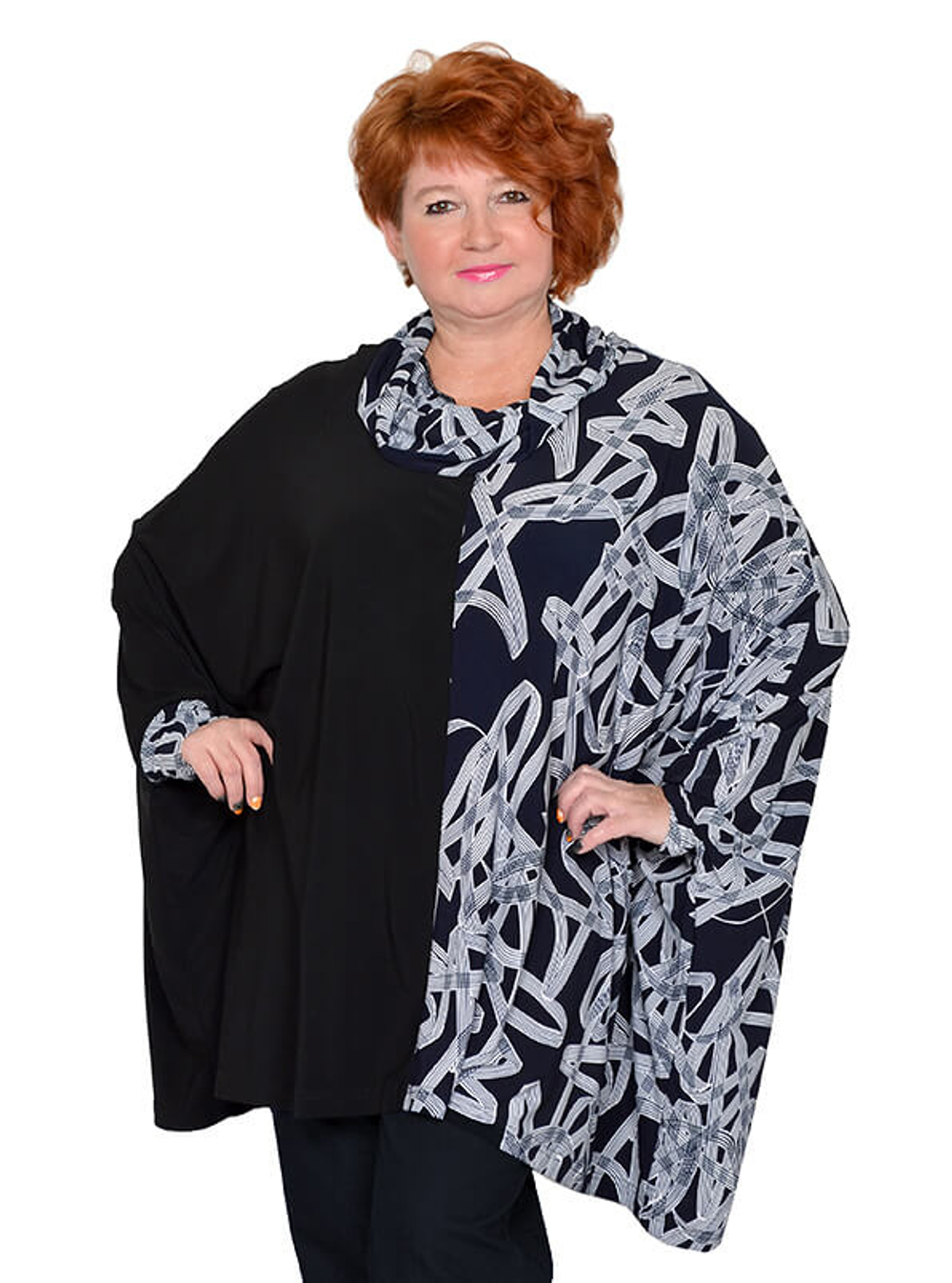 Свободная туника комбинированная Рона