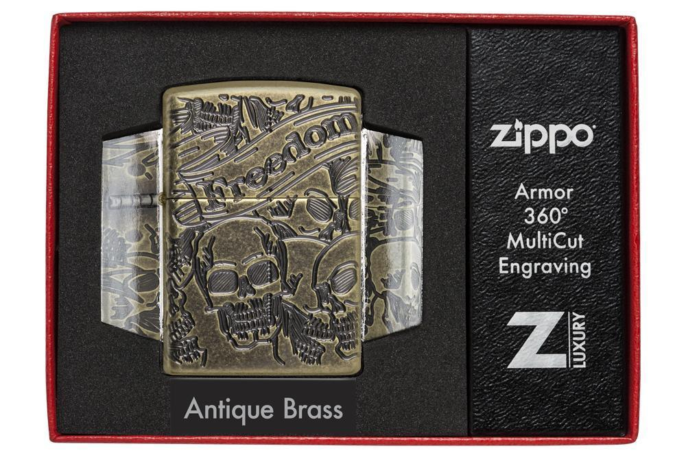 Зажигалка Armor™ Freedom Skull Antique Brass™ ZIPPO 49035