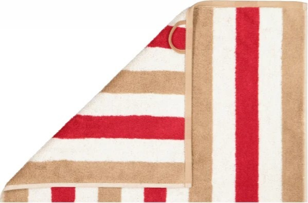 Полотенце 70х140 Cawo 6213 бежевое/красное