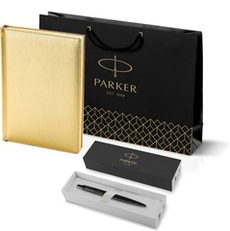 Подарочный набор: Шариковая ручка Parker  Jotter XL SE20 Monochrome в подарочной упаковке, цвет: Black, стержень: Mblue и Ежедневник золотистый недати