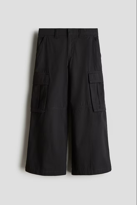 H&M Широкие брюки-карго, черный