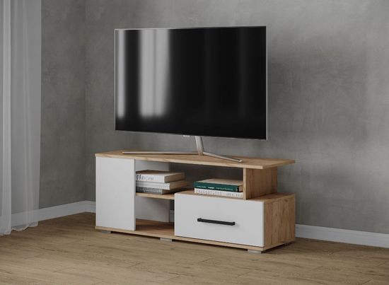 Тумба-ТВ ПАРУС-4 дуб крафт золотой / белый