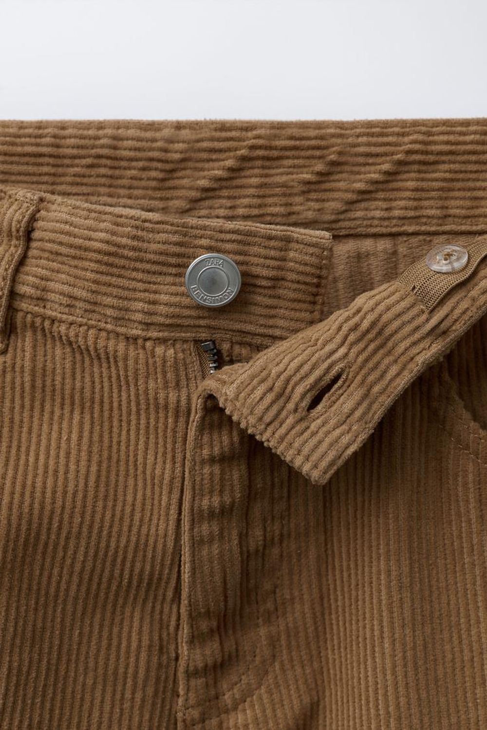 ZARA Х BENSIMON ® ВЕЛЬВЕТОВЫЕ БРЮКИ ПРЯМОГО КРОЯ, КОНЬЯЧНЫЙ