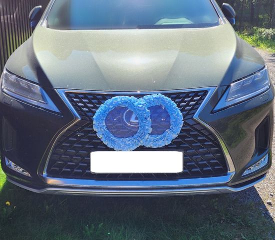 Свадебные кольца для украшения машины, голубые атлас